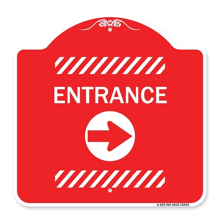 Signmission Flex Post Entrance W/ Right Arrowfor Flex Paddle Heavy-Gauge Alum, 18" L, 18" H, RW-1818-23959 A-DES-RW-1818-23959